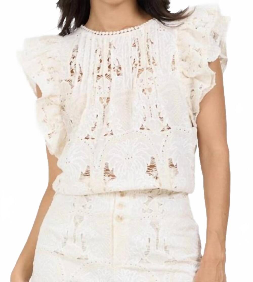 NEW STELLAH hanna ruffle sleeve top in cream